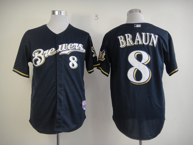 Men Milwaukee Brewers #8 Braun Blue MLB Jerseys